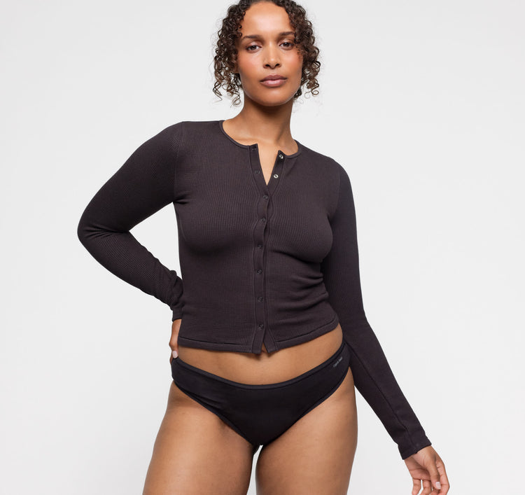 Seamless Waffle Cardigan - Black