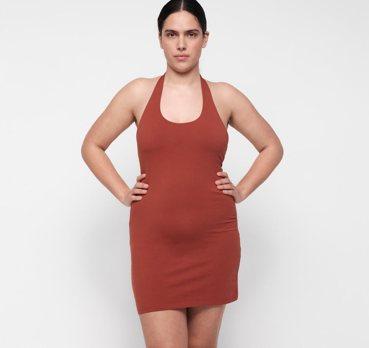 Core Halter Mini Dress - Black – made with 88% organic cotton