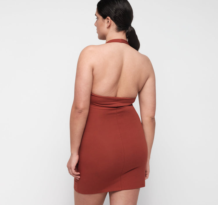 Core Halter Mini Dress - Black – made with 88% organic cotton