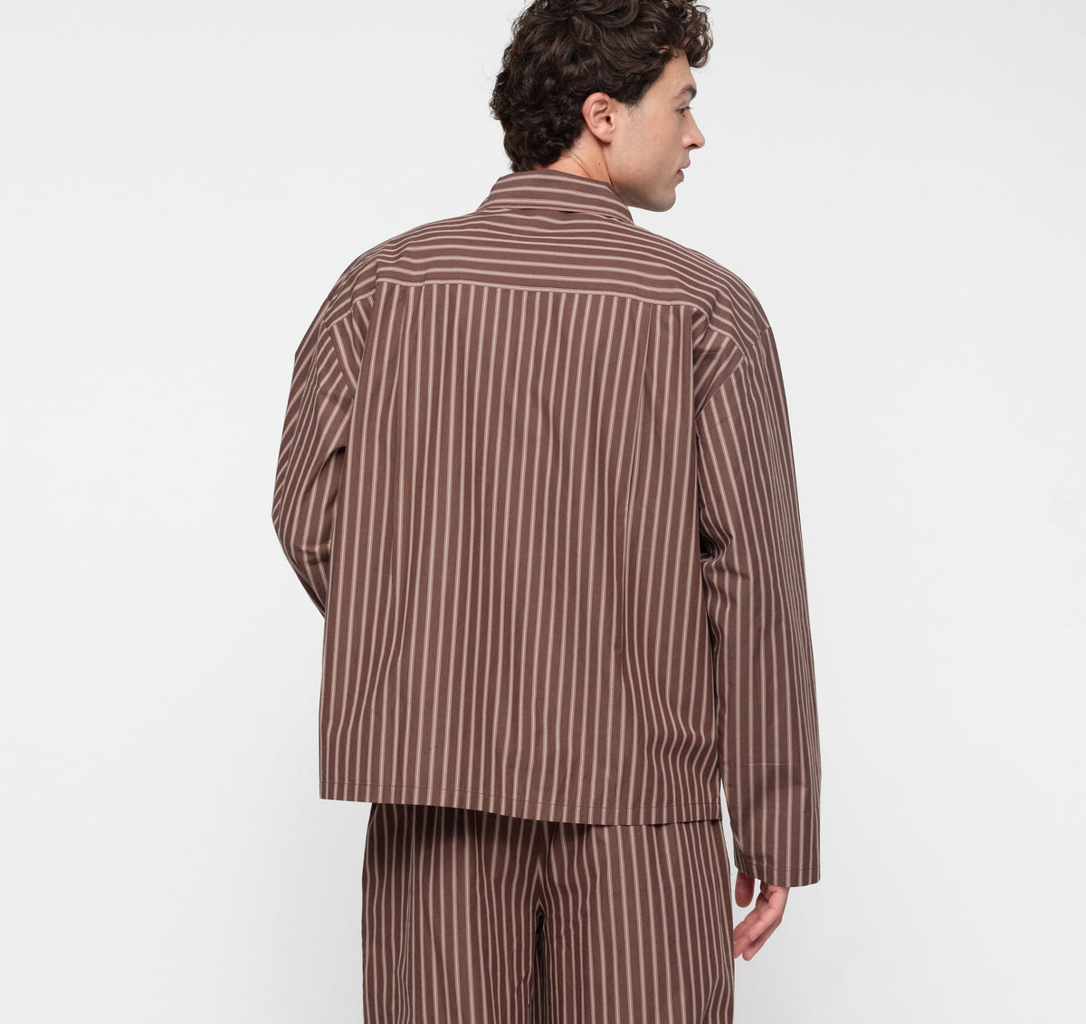 Core Sleep Poplin Shirt 2.0 - Truffle Stripe – organic cotton – view 4