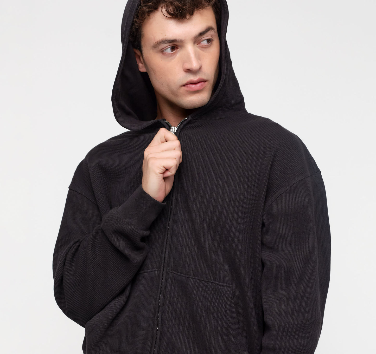 Waffle Zip Hoodie
