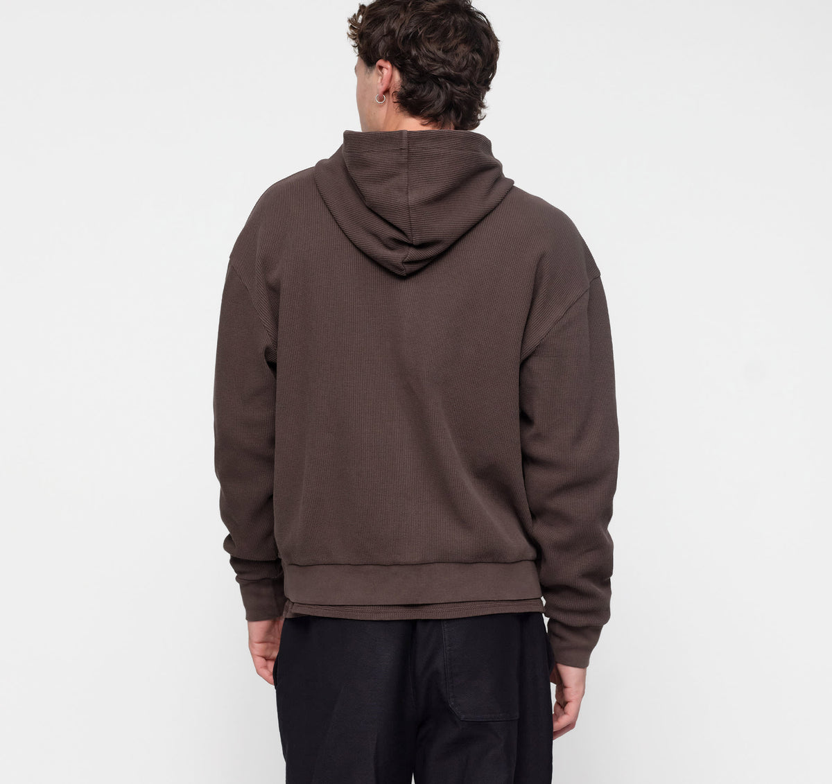 Waffle Zip Hoodie - Truffle – organic cotton – view 4