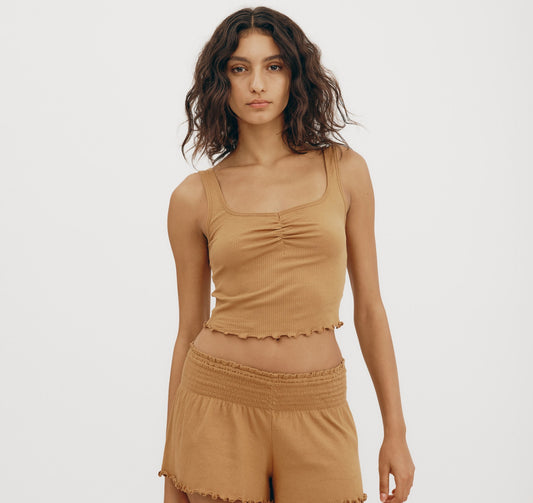 Core Bold Rib Ruched Tank Top