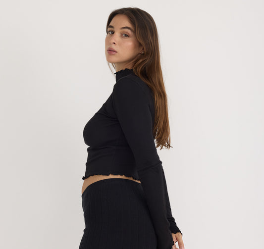 Core Rib Mock Neck Long Sleeve Tee