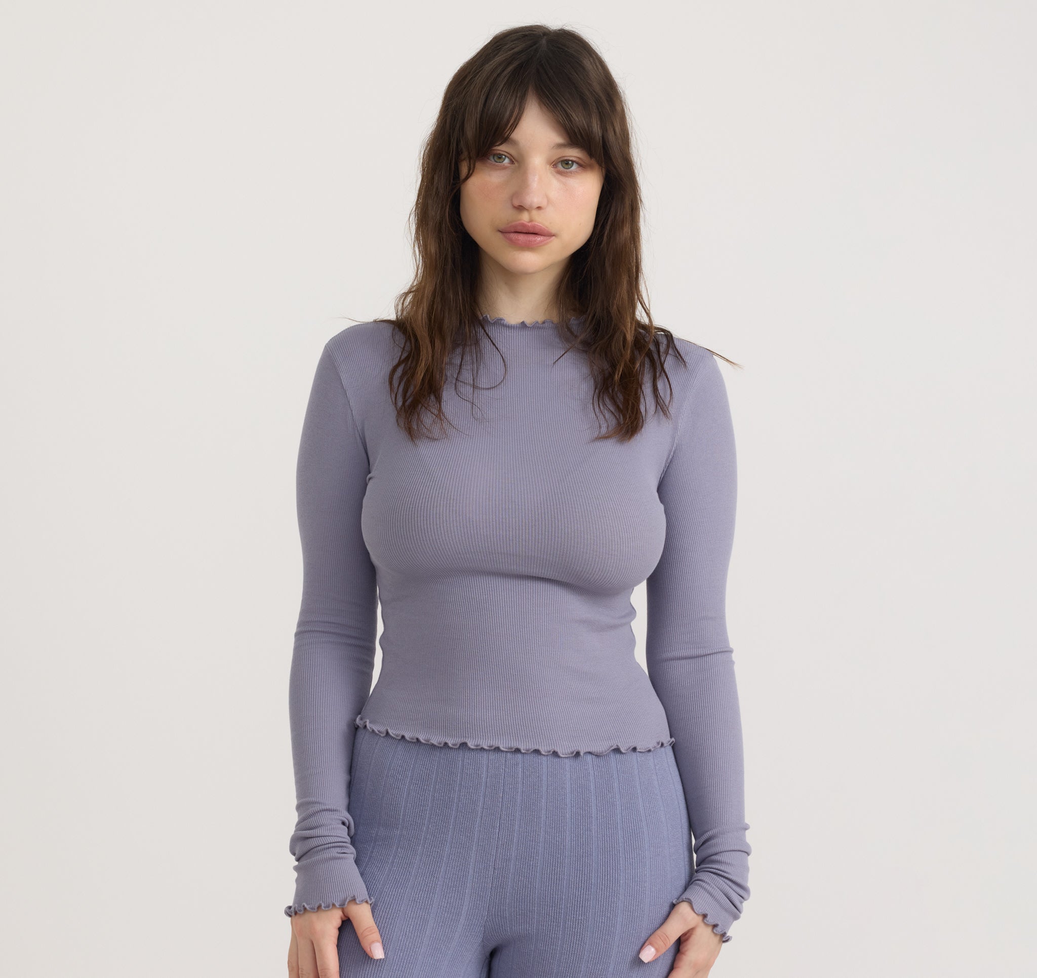 Core Rib Mock Neck Long Sleeve Tee