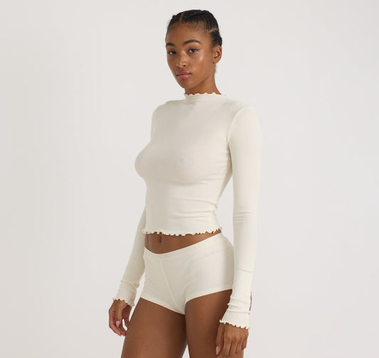 Core Rib Mock Neck Long Sleeve Tee