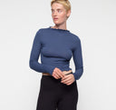 Core Rib Mock Neck Long Sleeve Tee - Storm / XXS