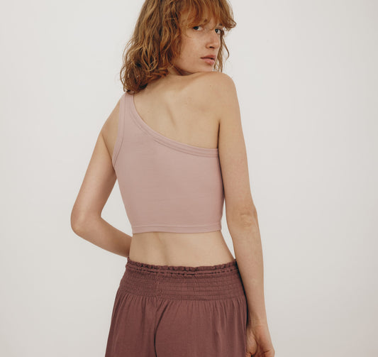Core Rib One Shoulder Crop Top