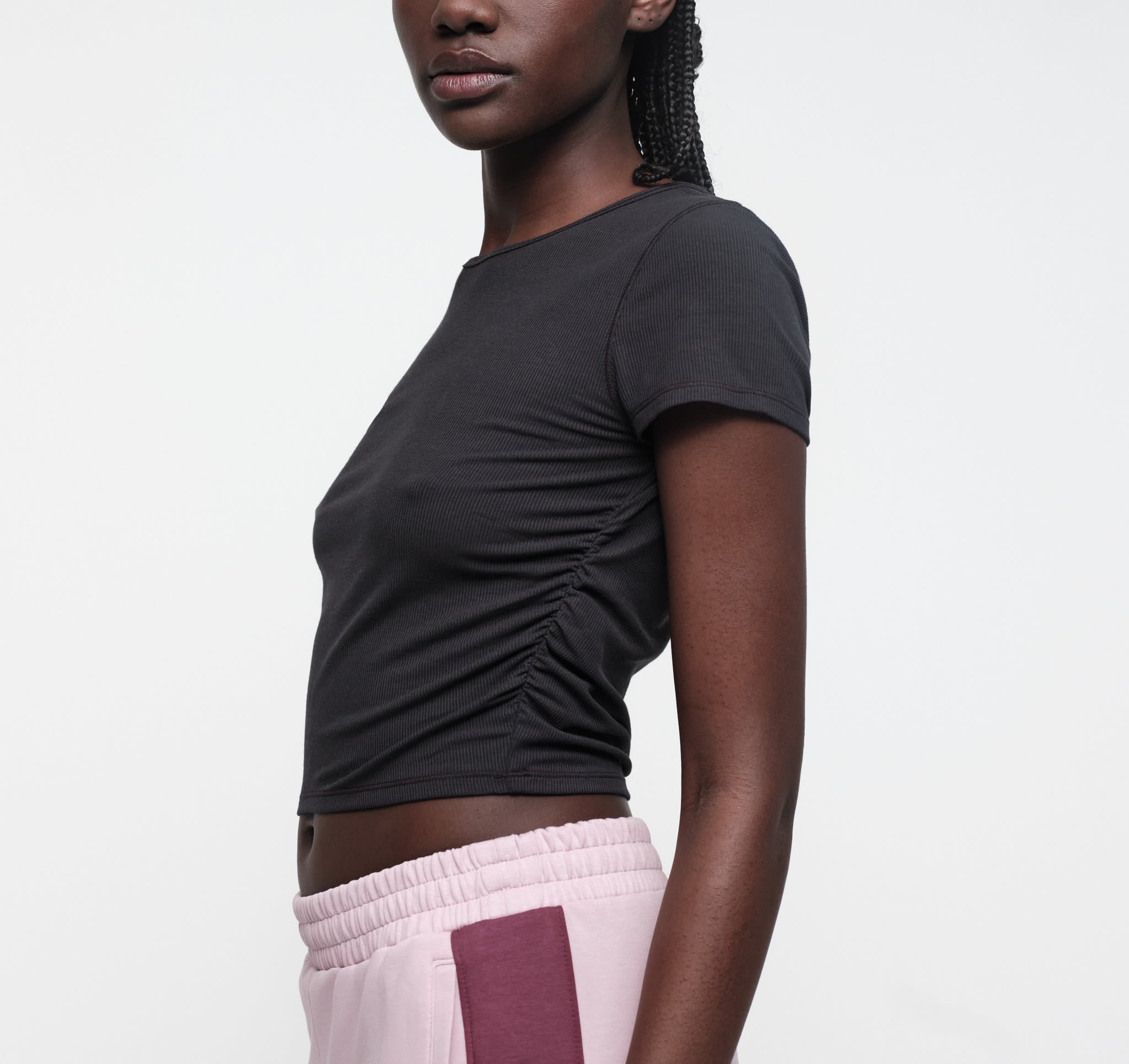 Brown Ruched Ribbedtee Active Rib Ruched Tee | Only £ 35 | Organic Basics
