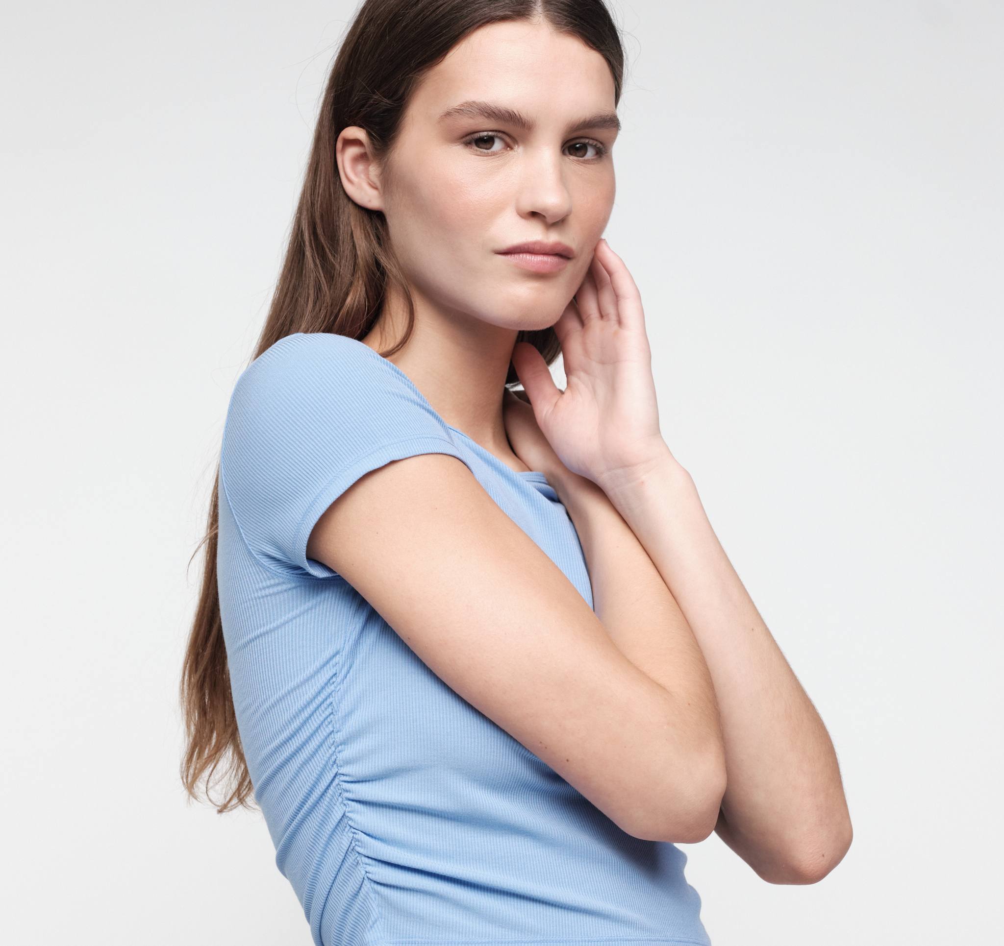Active Rib Ruched Tee | Only £ 35 | Organic Basics