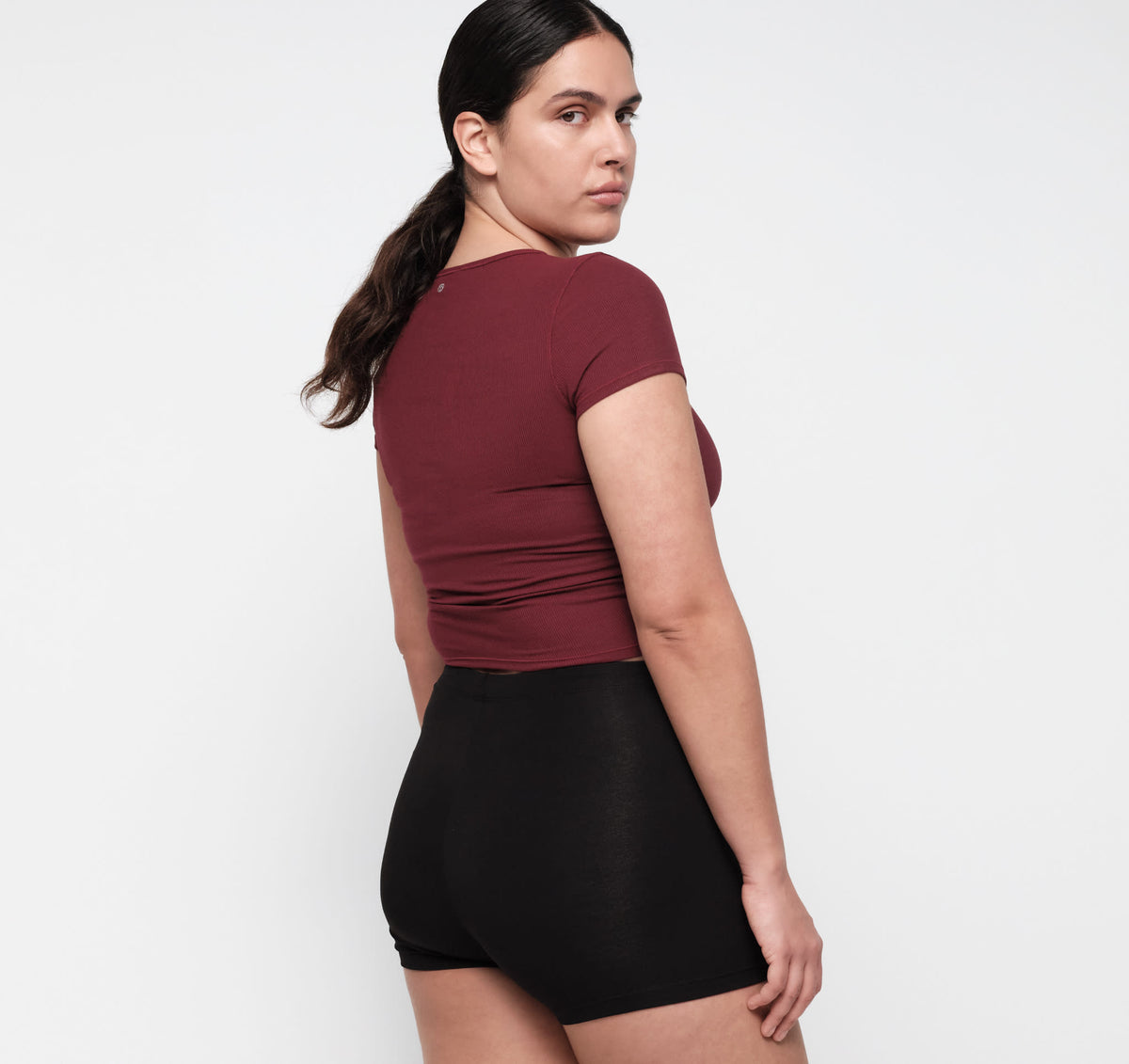 Brown Ruched Ribbedtee Active Rib Ruched Tee | Only £ 28 | Organic Basics