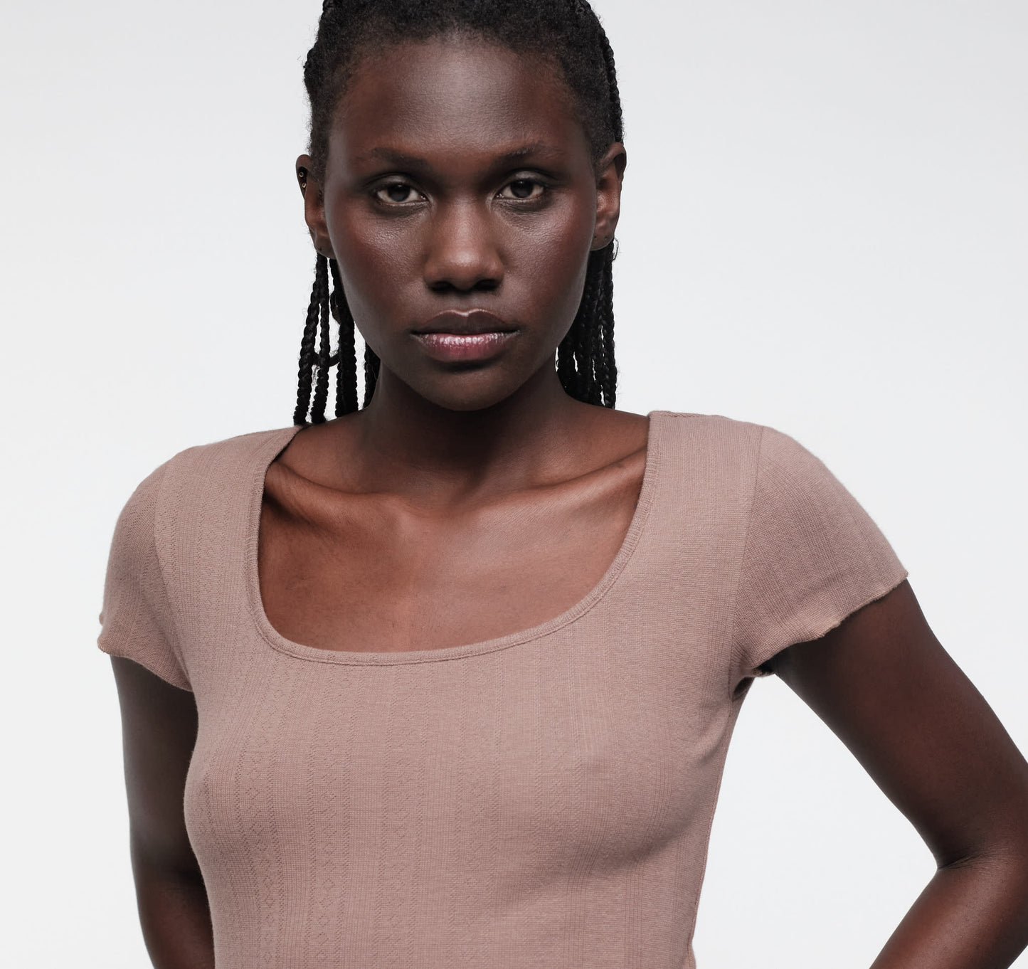 Pointelle Square Neck Tee