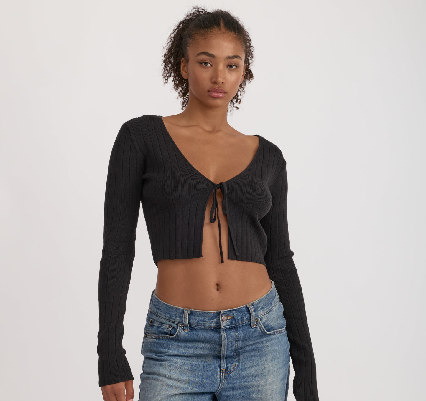 Soft Knit Rib Tie Cardigan