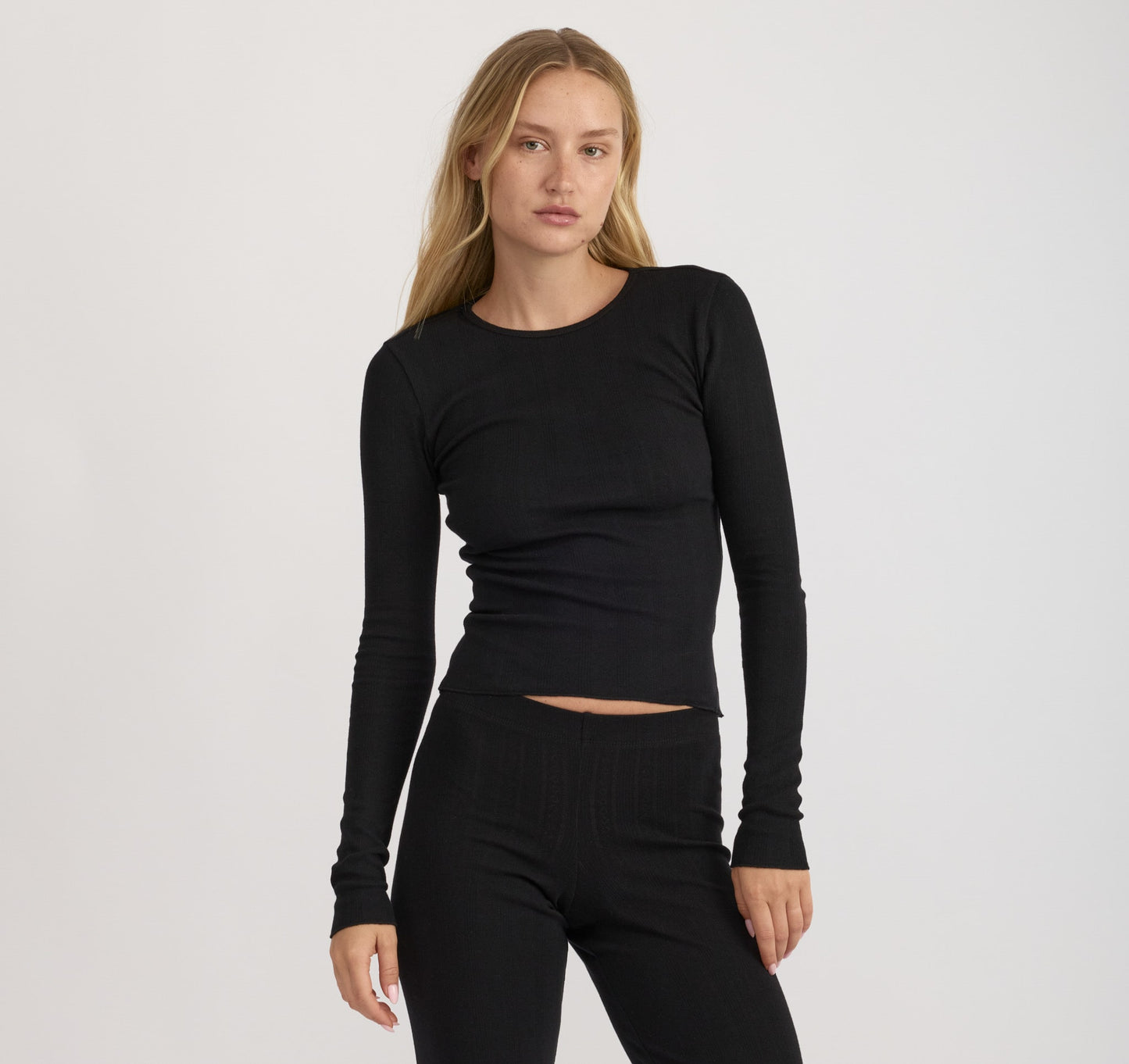 Pointelle Long Sleeve Tee