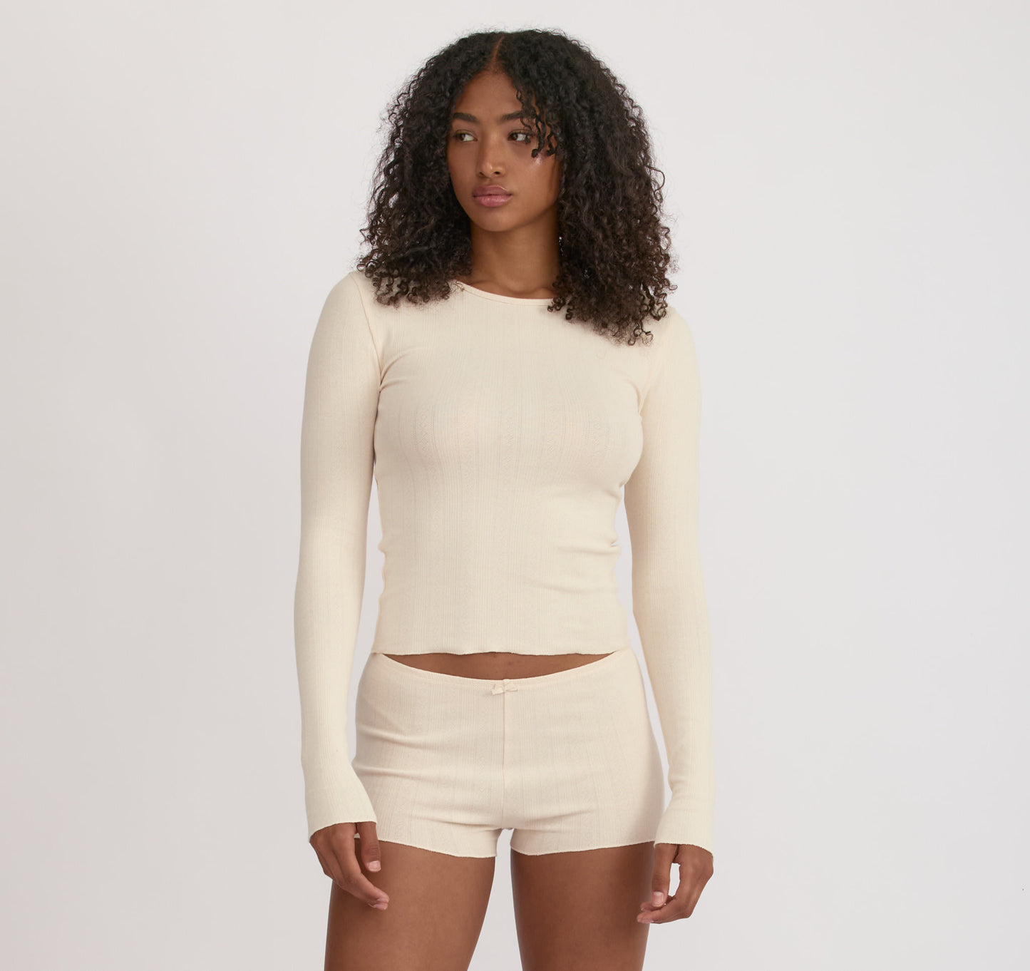 Pointelle Long Sleeve Tee
