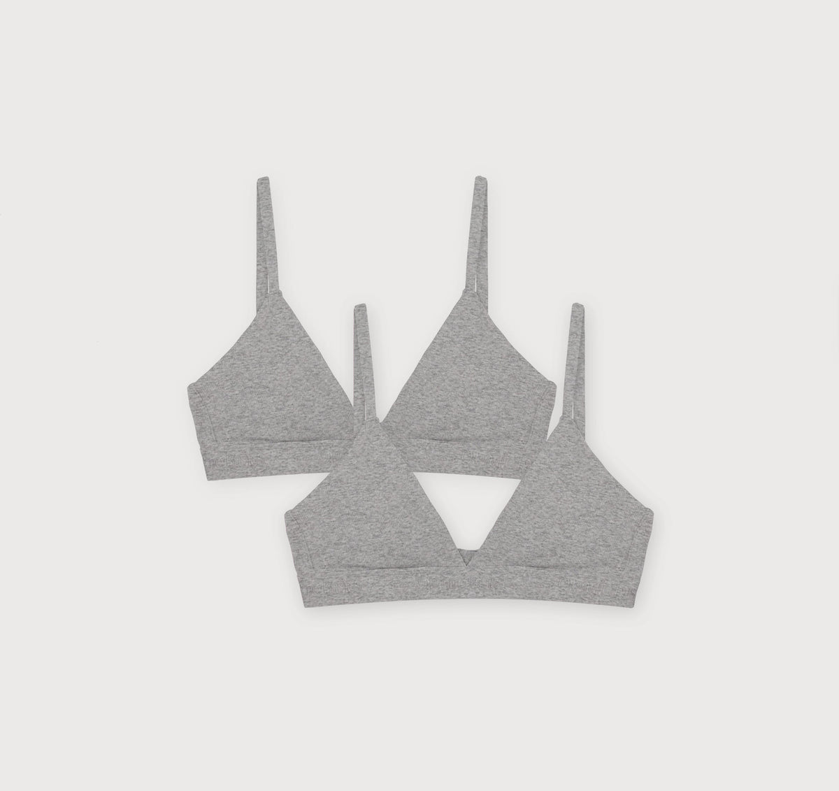Core Rib Triangle Bralette 2-Pack - Grey Melange – organic cotton