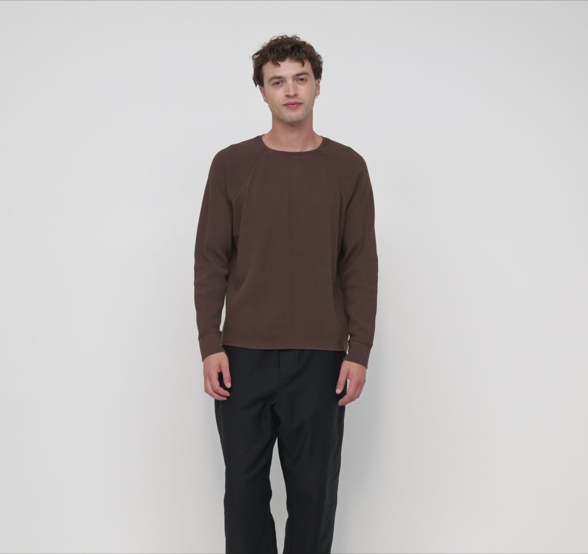 Waffle Raglan Long Sleeve - Truffle – organic cotton – view 4