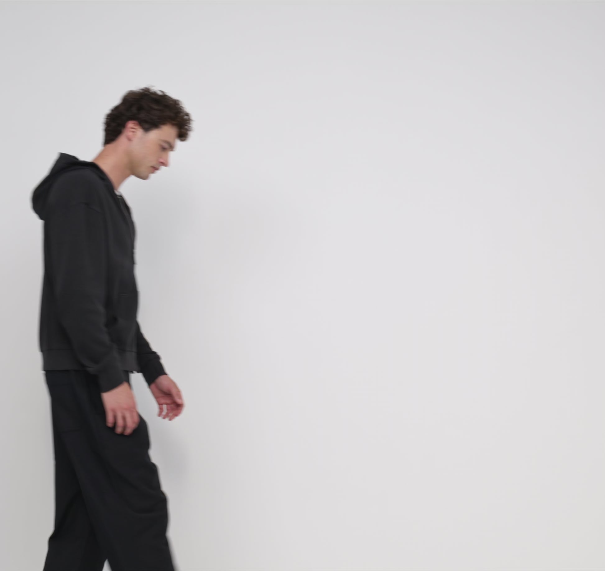 Waffle Zip Hoodie - Black – organic cotton – view 5