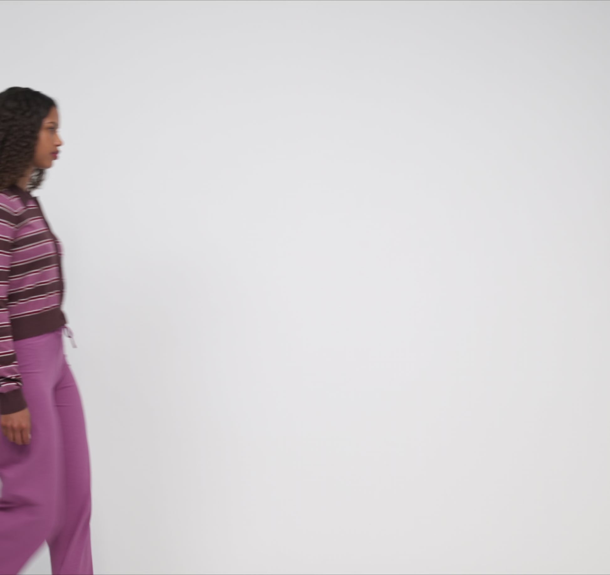 True Knit Fluffy Polo Cardigan - Sugar Plum Stripe – organic cotton – view 5