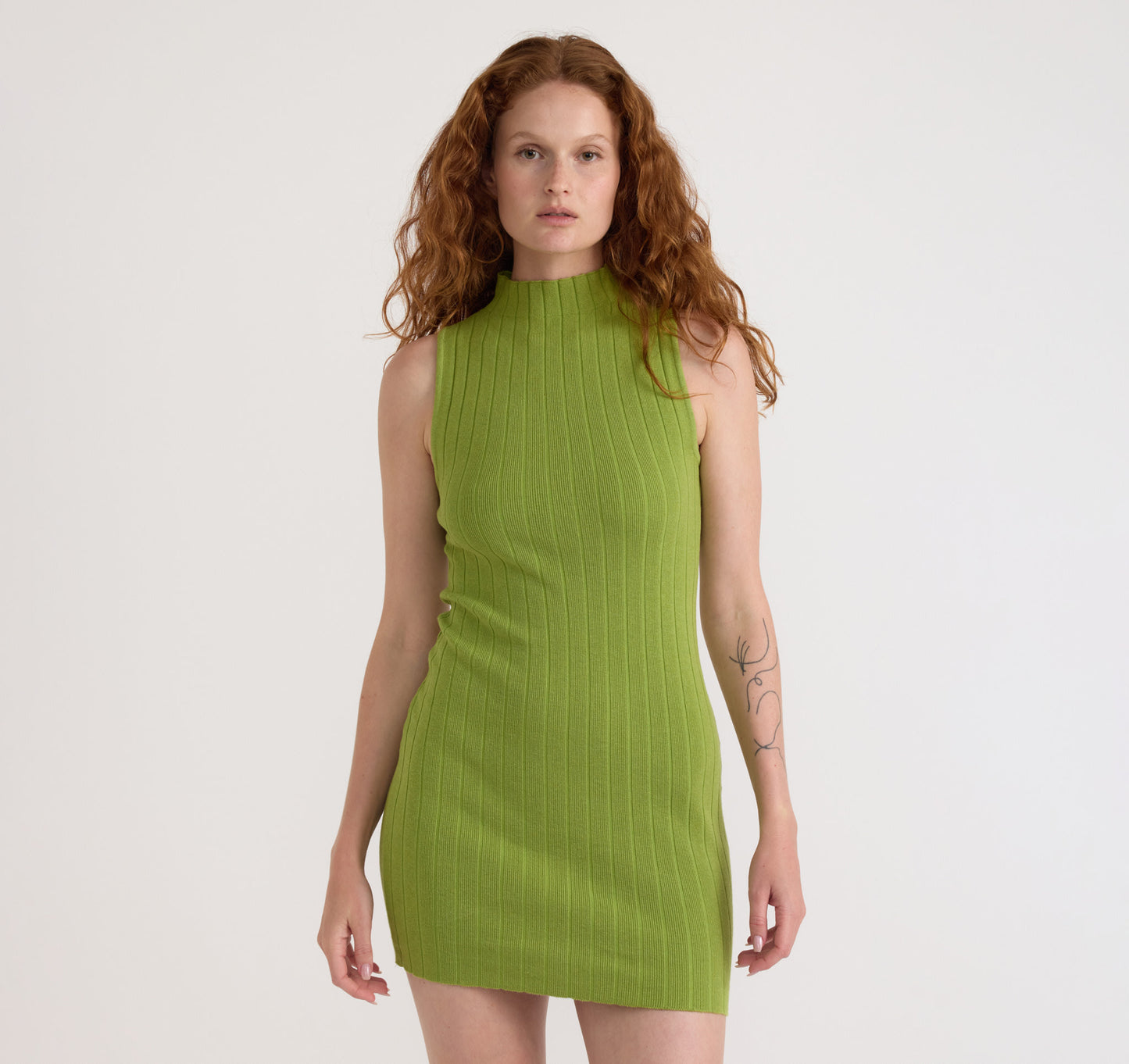 Soft Knit Rib Mock Neck Dress