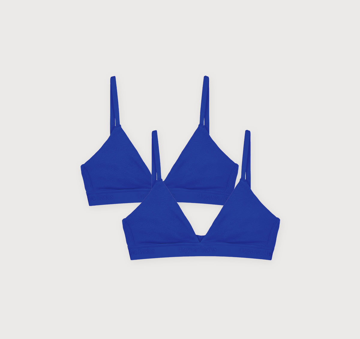 Core Rib Triangle Bralette 2-Pack - Vibrant Blue – organic cotton