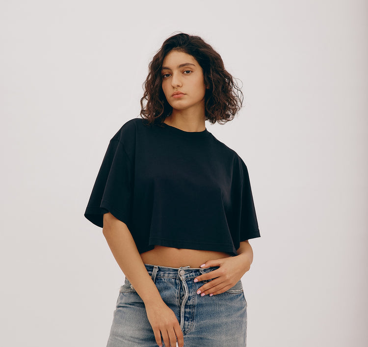 True Boxy Crop Tee - White