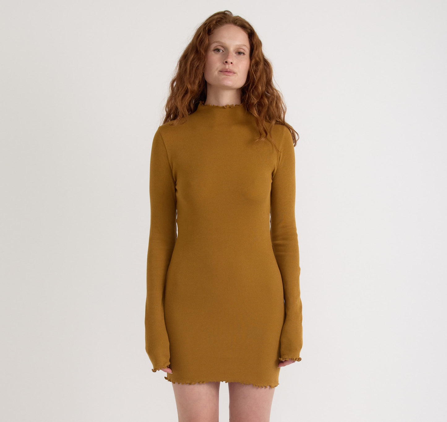 Core Rib Mock Neck Long Sleeve Dress